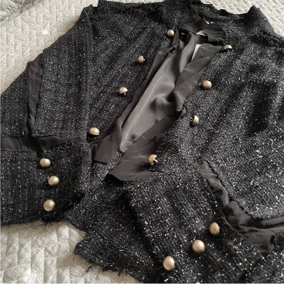 Zara Studio Limited Edition Textured Metallic Tweed Soft Cardigan Blazer Jacket - Picture 8 of 12